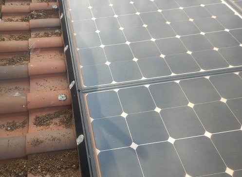 ネット外し土を出す　太陽光パネル　鳩の巣